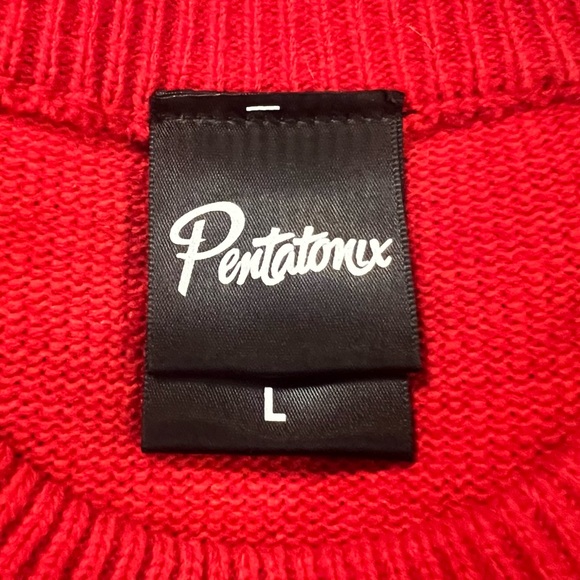 Pentatonix Red & Black Distressed Spell out Sweater. Size Large. - Picture 2 of 13